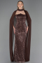 Abendkleid Lang Perlenbesetzt Hellbraun ABU6569