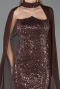 Abendkleid Lang Perlenbesetzt Hellbraun ABU6569