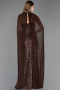 Abendkleid Lang Perlenbesetzt Hellbraun ABU6569