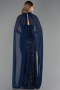 Abendkleid Lang Perlenbesetzt Marineblau ABU6569