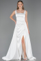 Abschlusskleid Lang Satin Weiß ABU6572