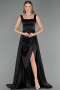 Abschlusskleid Lang Satin Schwarz ABU6572