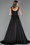 Abschlusskleid Lang Satin Schwarz ABU6572