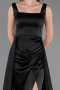 Abschlusskleid Lang Satin Schwarz ABU6572