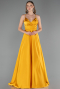 Abschlusskleid Lang Satin Senfgelb ABU6573