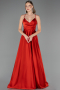 Abschlusskleid Lang Satin Ziegelrot ABU6573