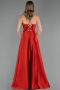 Abschlusskleid Lang Satin Ziegelrot ABU6573