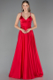 Abschlusskleid Lang Satin Kirschrot ABU6573