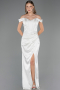 Abendkleid im Meerjungfrau-Stil Lang Satin Weiß ABU6574
