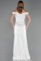 Abendkleid im Meerjungfrau-Stil Lang Satin Weiß ABU6574