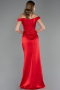 Abendkleid im Meerjungfrau-Stil Lang Satin Rot ABU6574