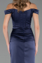 Abendkleid im Meerjungfrau-Stil Lang Satin Marineblau ABU6574