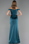 Abendkleid im Meerjungfrau-Stil Lang Satin Petrolgrün ABU6574