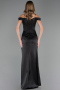 Abendkleid im Meerjungfrau-Stil Lang Satin Schwarz ABU6574