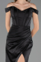 Abendkleid im Meerjungfrau-Stil Lang Satin Schwarz ABU6574