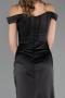 Abendkleid im Meerjungfrau-Stil Lang Satin Schwarz ABU6574