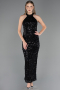 Abschlusskleid Lang Spitze Schwarz ABU6578