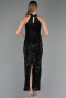 Abschlusskleid Lang Spitze Schwarz ABU6578