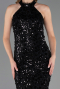 Abschlusskleid Lang Spitze Schwarz ABU6578