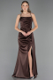 Abschlusskleid Lang Satin Braun ABU6584