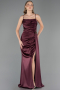 Abschlusskleid Lang Satin Kirschrot ABU6584