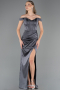 Abendkleid im Meerjungfrau-Stil Lang Satin Anthrazit ABU6574