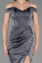 Abendkleid im Meerjungfrau-Stil Lang Satin Anthrazit ABU6574