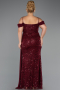 Abendkleid in Übergröße Lang Schuppig Weinrot ABU6134