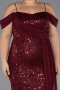 Abendkleid in Übergröße Lang Schuppig Weinrot ABU6134