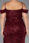 Abendkleid in Übergröße Lang Schuppig Weinrot ABU6134