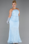 Abendkleid in Übergröße Lang Spitze Eisblau ABU6280