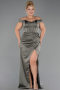 Abendkleid in Übergröße Lang Satin Khaki ABU6577