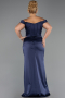 Abendkleid in Übergröße Lang Satin Marineblau ABU6577