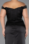 Abendkleid in Übergröße Lang Satin Schwarz ABU6577