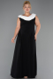 Kleider in Großen Größen Lang Chiffon Schwarz-Weiß ABU6587