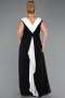 Kleider in Großen Größen Lang Chiffon Schwarz-Weiß ABU6587