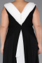 Kleider in Großen Größen Lang Chiffon Schwarz-Weiß ABU6587