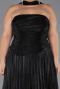 Abendkleid in Übergröße Lang Chiffon Schwarz ABU5958
