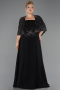 Kleider in Großen Größen Lang Chiffon Schwarz ABU6529