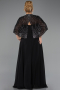 Kleider in Großen Größen Lang Chiffon Schwarz ABU6529