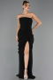 Abendkleid Lang Chiffon Schwarz ABU6589