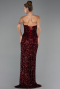 Abschlusskleid Lang Schuppig Weinrot ABU6218