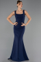 Abendkleid im Meerjungfrau-Stil Lang Marineblau ABU6591