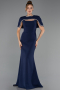 Abendkleid im Meerjungfrau-Stil Lang Marineblau ABU6591