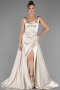 Abschlusskleid Lang Satin Beige ABU6572