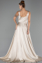 Abschlusskleid Lang Satin Beige ABU6572