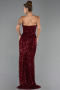 Abendkleid Lang Schuppig Weinrot ABU6503
