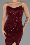 Abendkleid Lang Schuppig Weinrot ABU6503