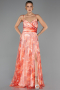 Abschlusskleid In Übergröße Lang Orange ABU6558