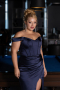 Abendkleid in Übergröße Lang Satin Marineblau ABU6577
